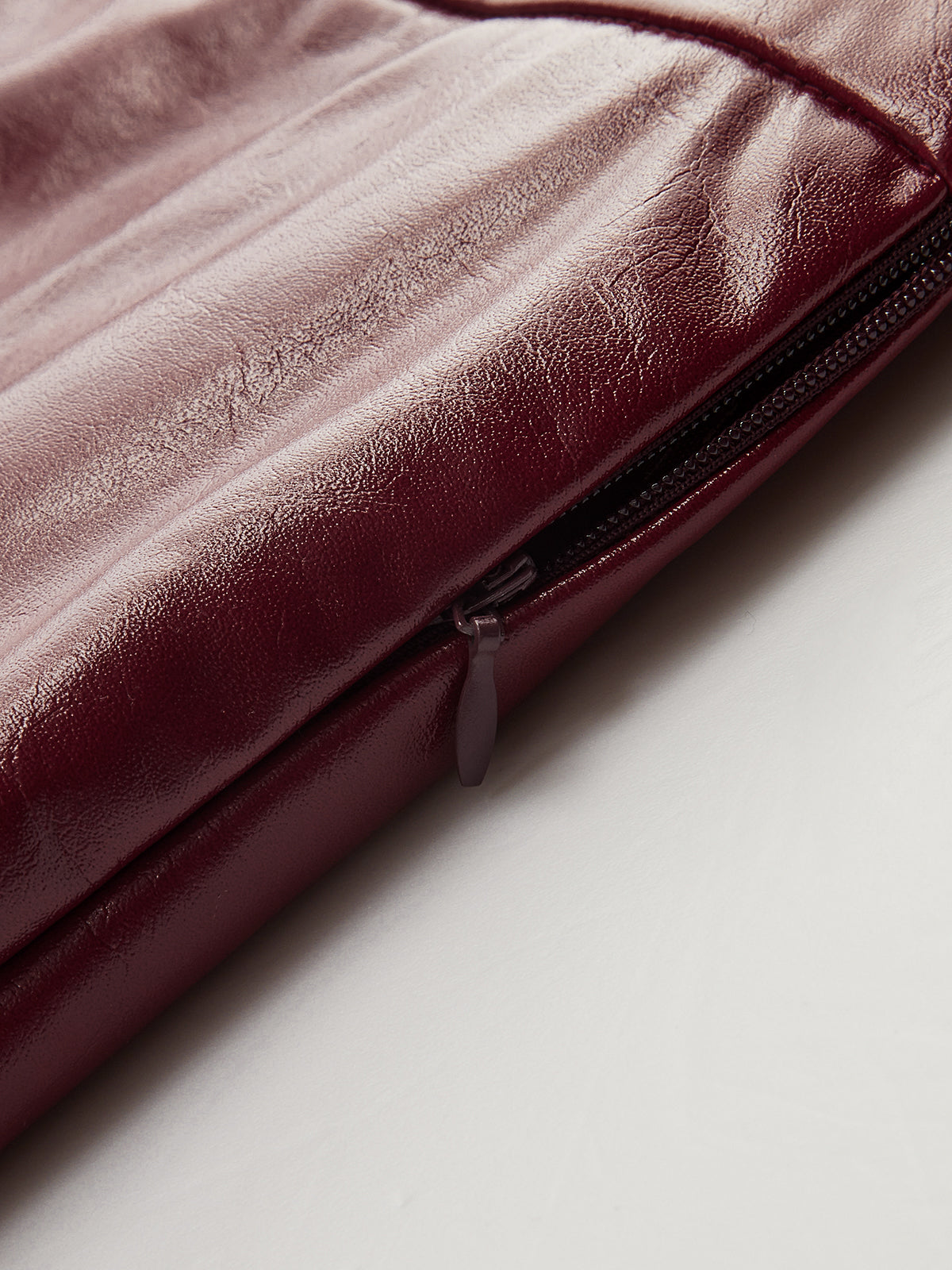 Faux Leather Panel Asymmetric Plaid Midi Skirt-Chicvia