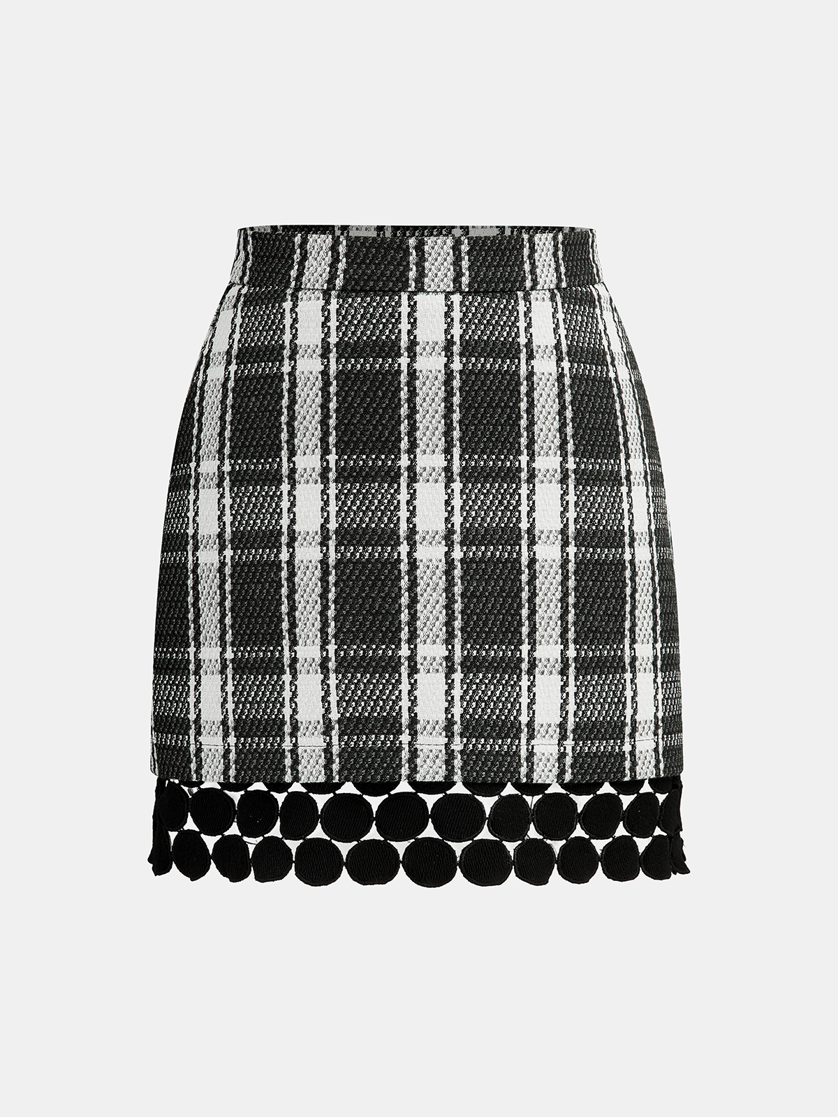 Checked Plaid Circle Linked Mini Skirt-Chicvia
