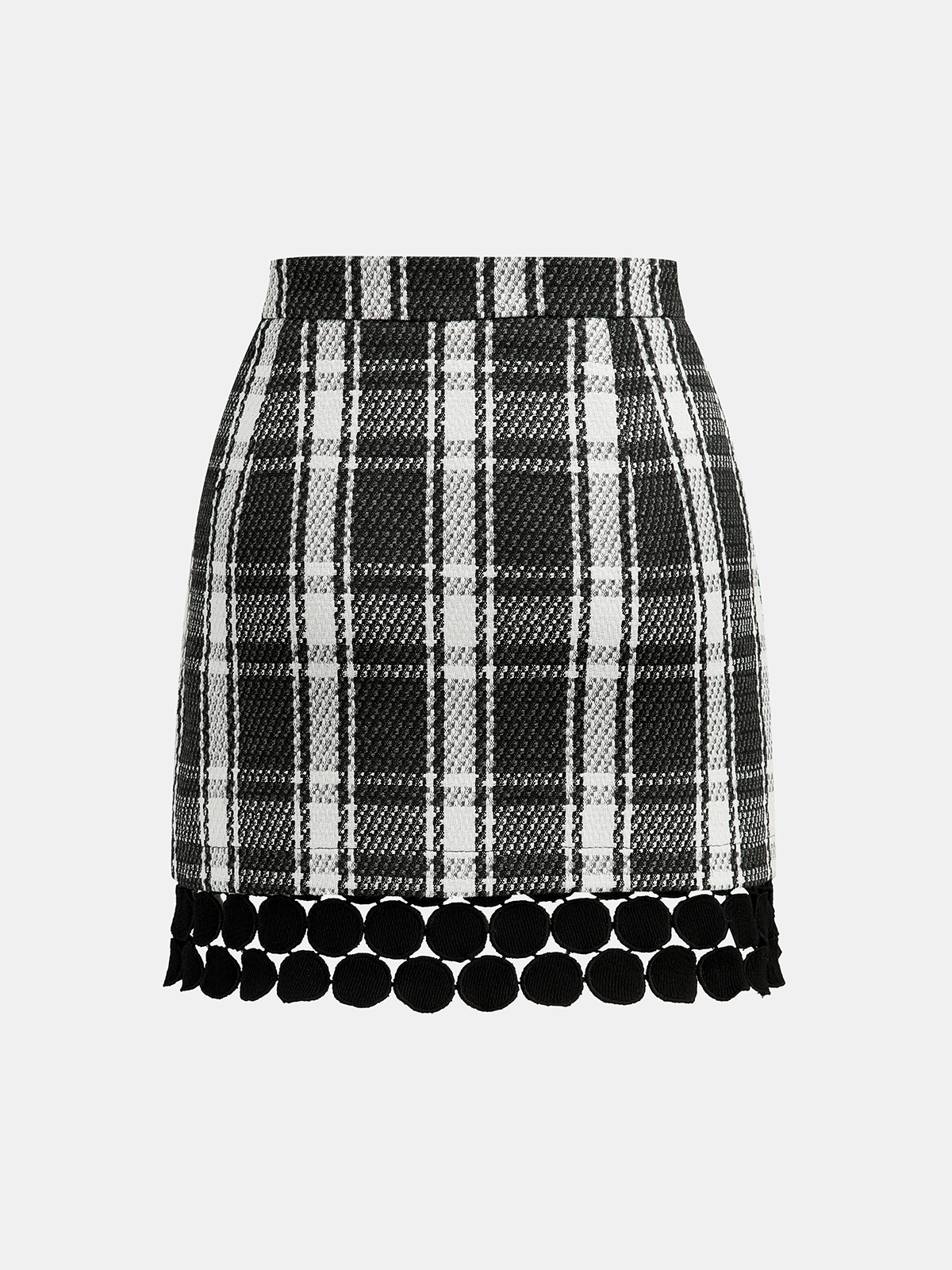 Checked Plaid Circle Linked Mini Skirt-Chicvia