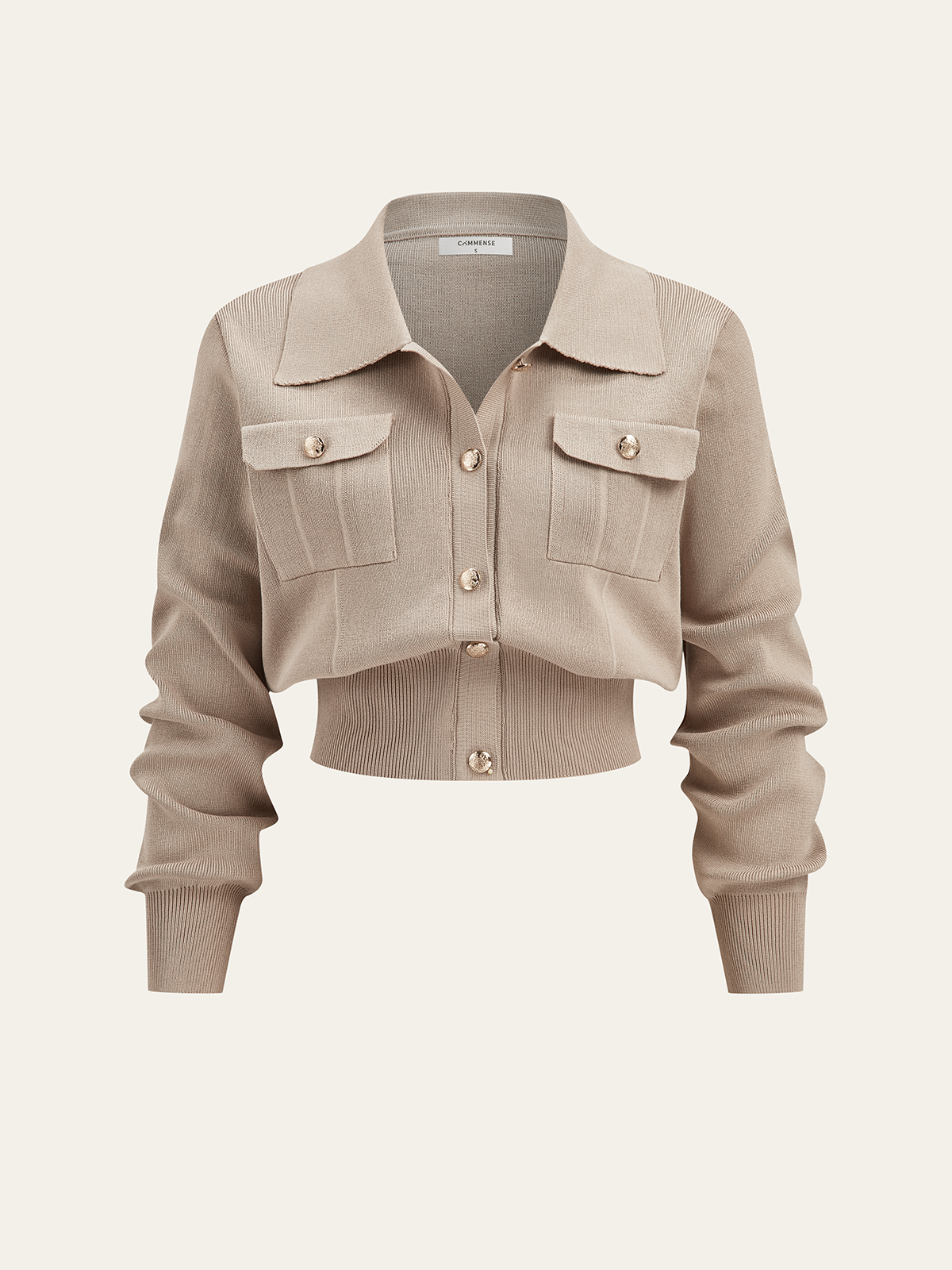 Metal Button Collared Cardigan and Midi Skirt Set-Chicvia