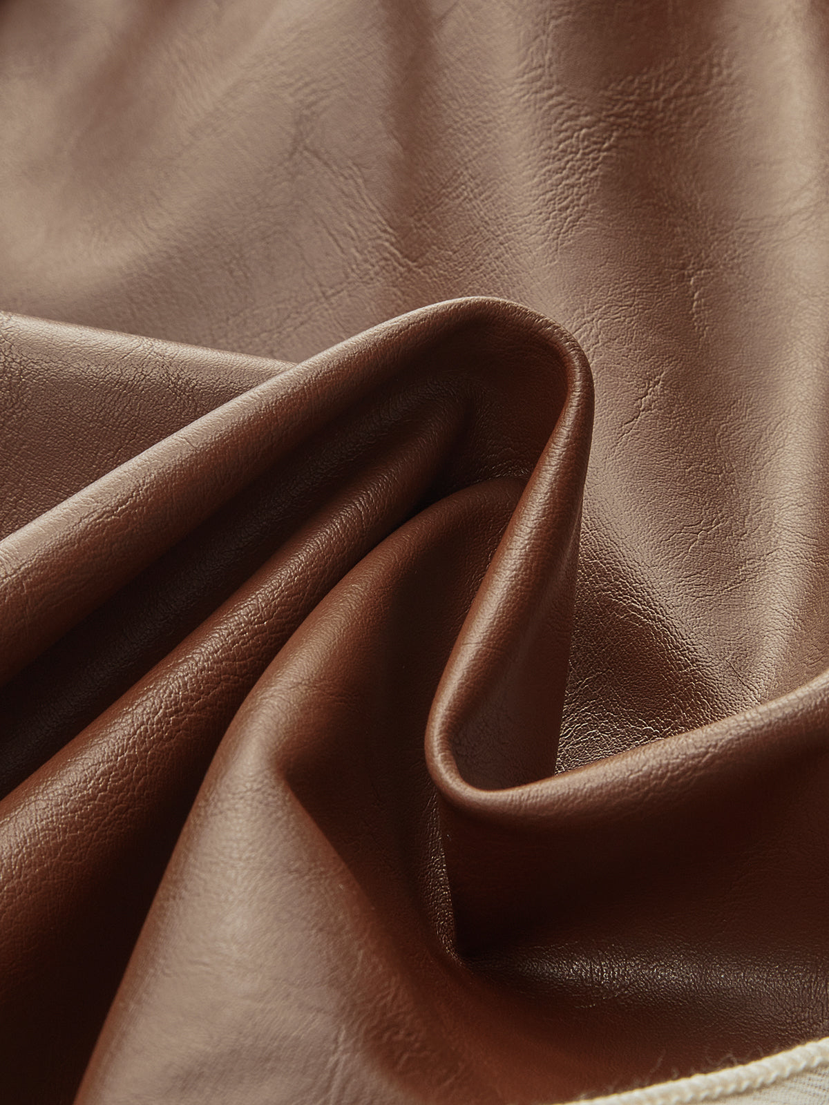 Contrast Piping Faux Leather Midi Skirt-Chicvia