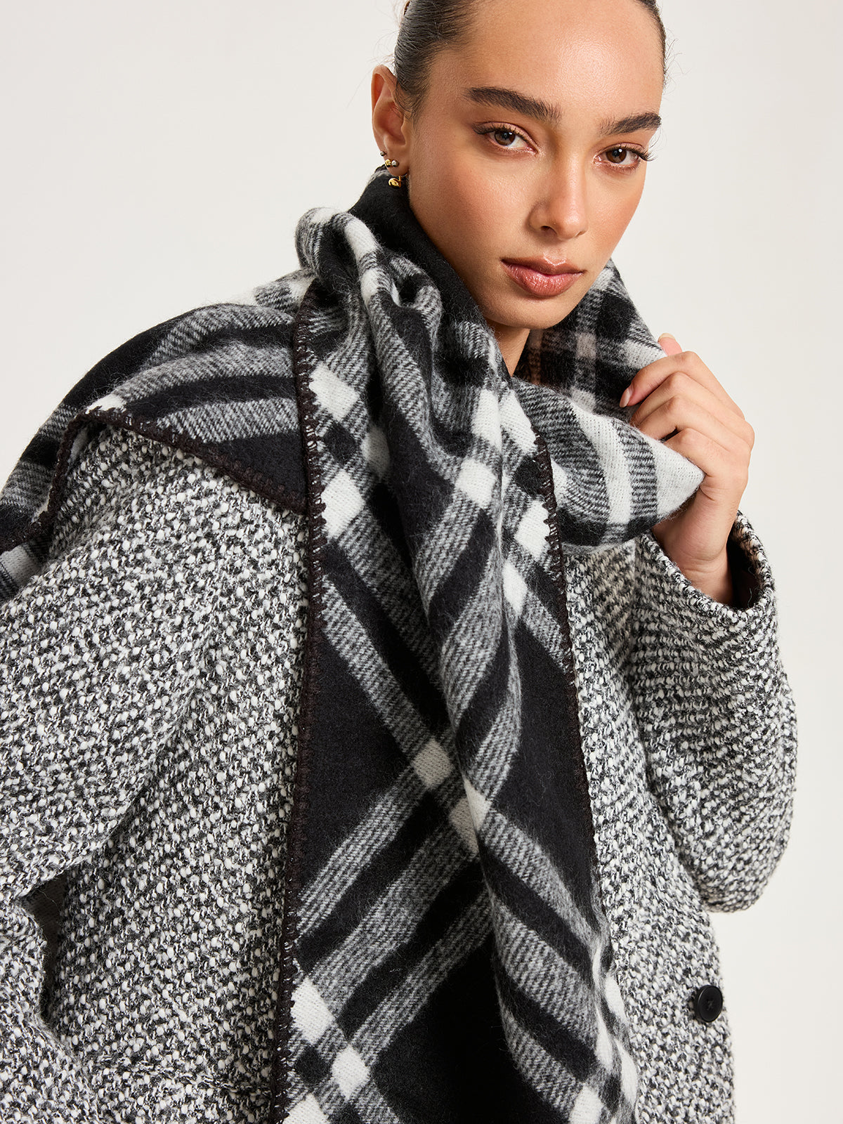 Plaid Faux Cashmere Scarf-Chicvia