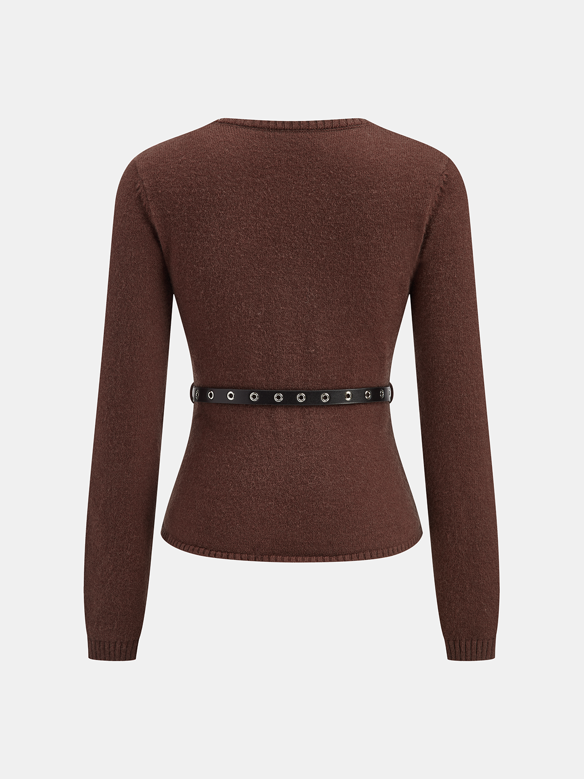 Belted V-Neck Knit Cardigan-Chicvia