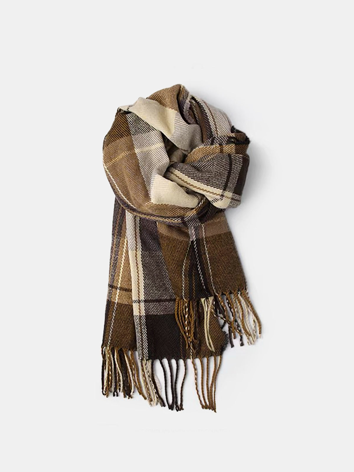 Plaid Fringed Winter Scarf-Chicvia