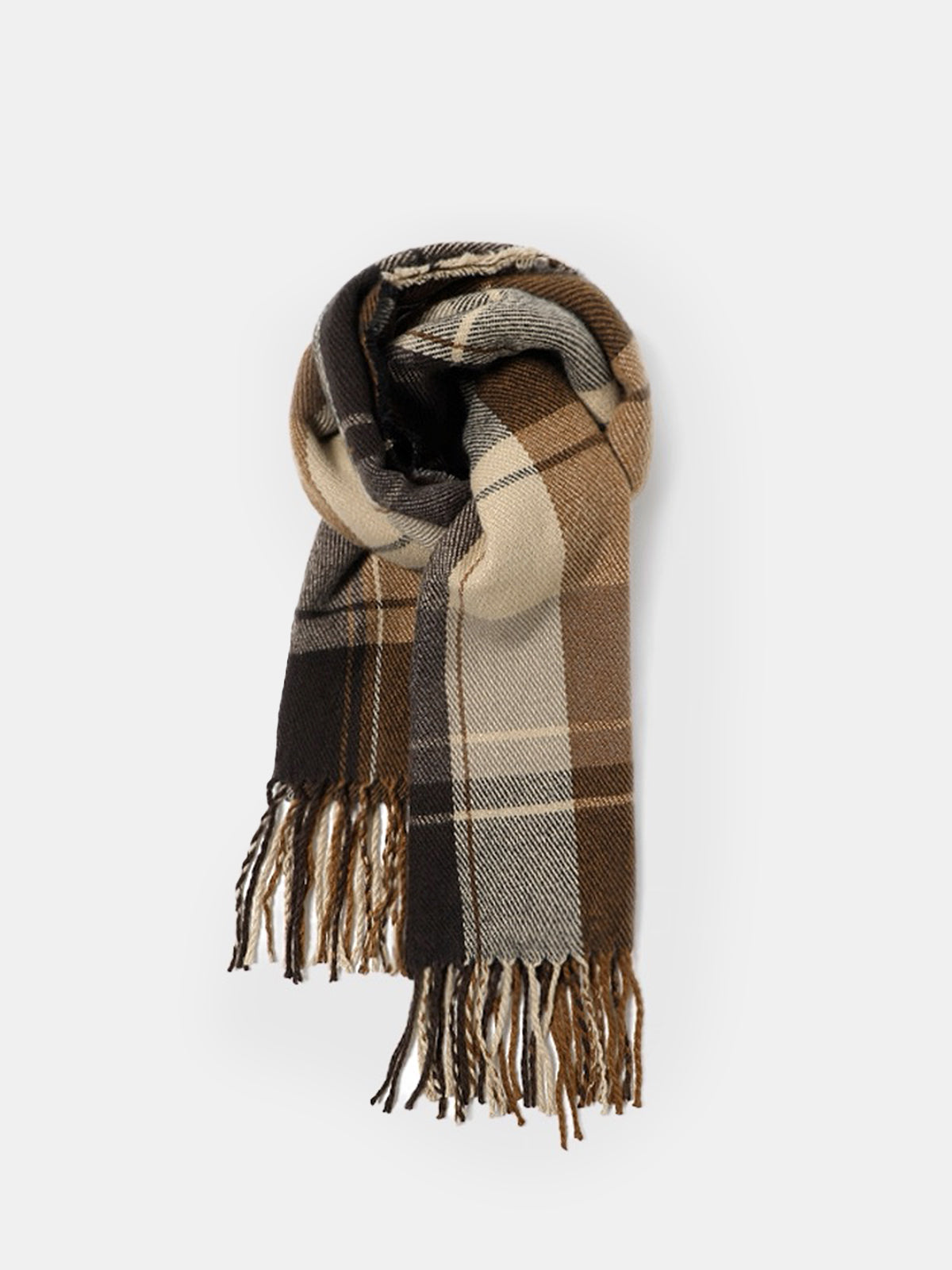 Plaid Fringed Winter Scarf-Chicvia