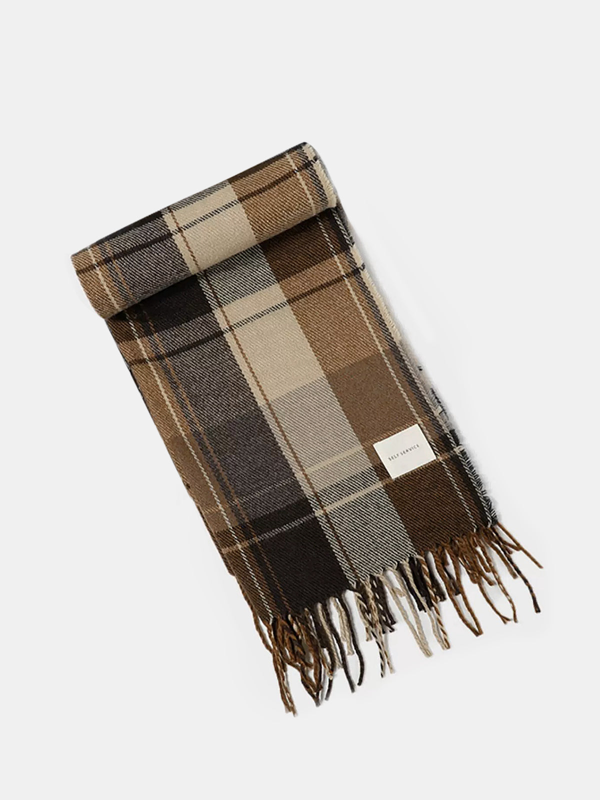 Plaid Fringed Winter Scarf-Chicvia