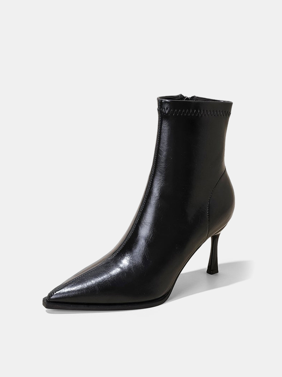 Pointed Toe Kitten Heel Ankle Boots-Chicvia