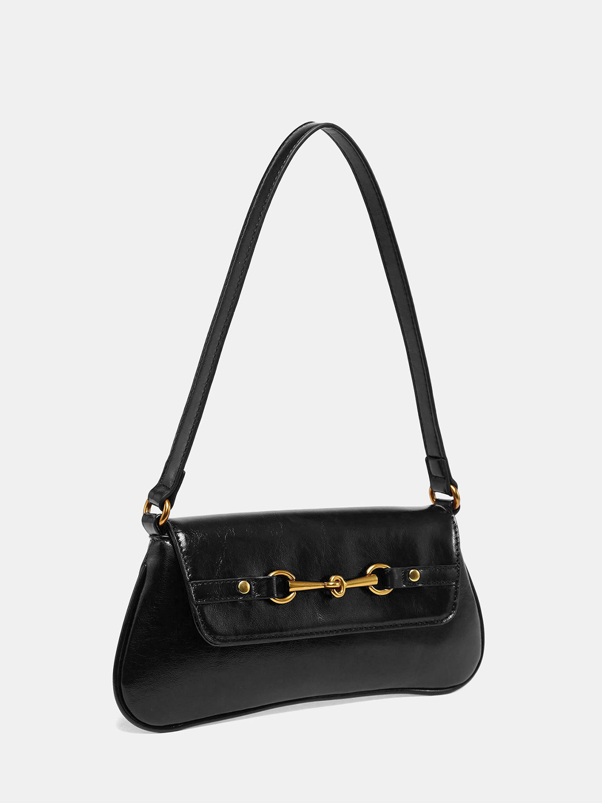Horsebit PU Leather Shoulder Bag-Chicvia