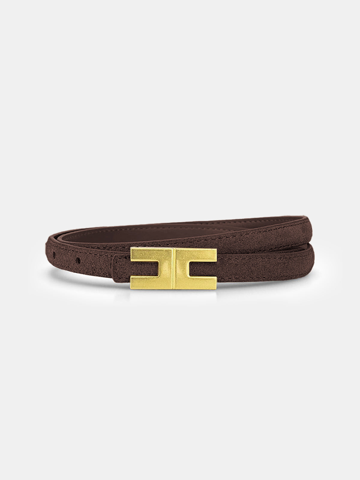 Geometric Buckle Faux Suede Belt-Chicvia