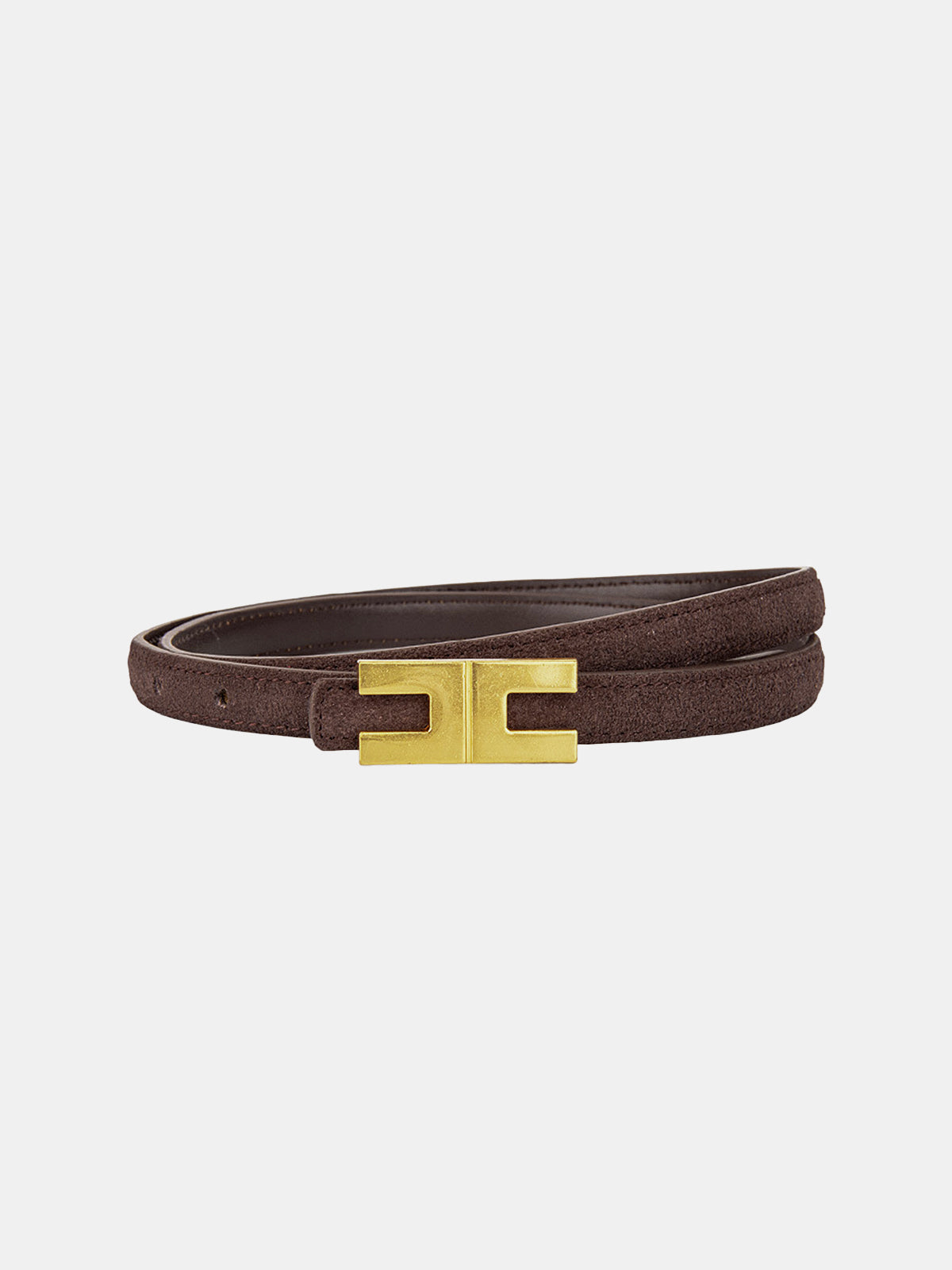 Geometric Buckle Faux Suede Belt-Chicvia