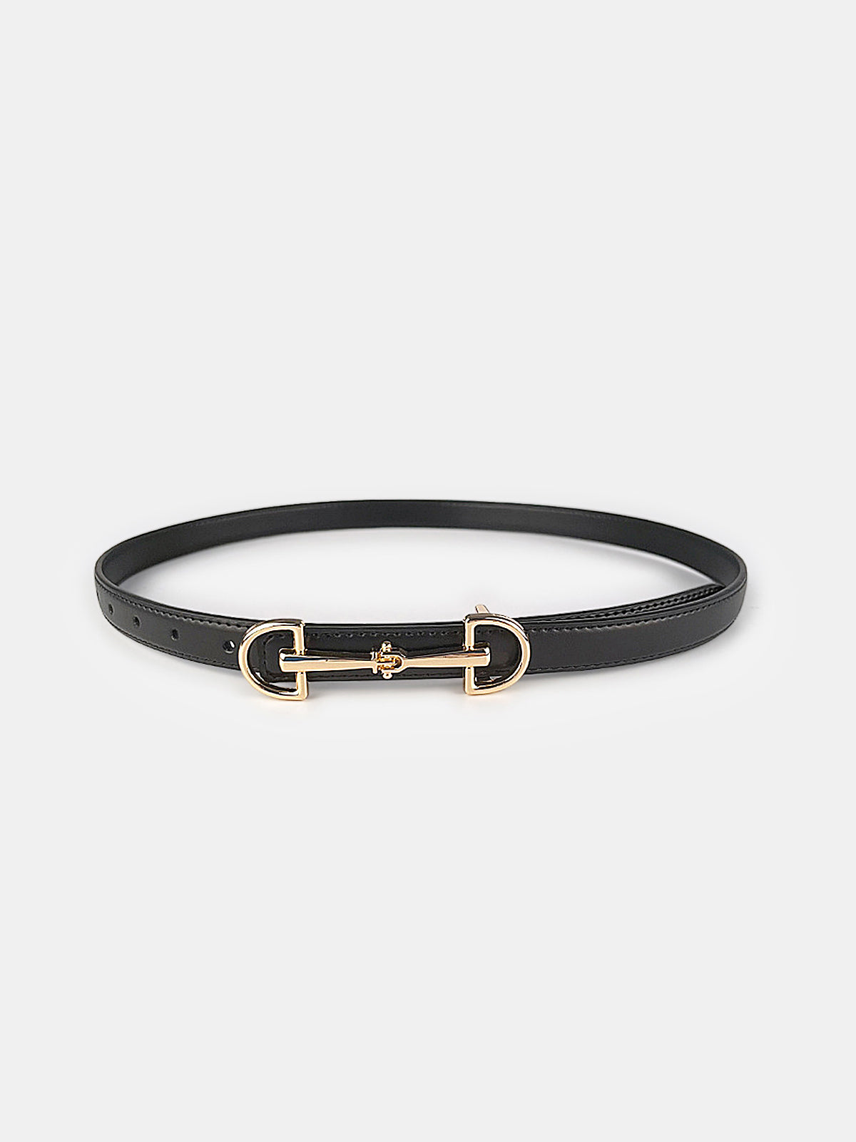 Horsebit Buckle Leather Thin Belt-Chicvia