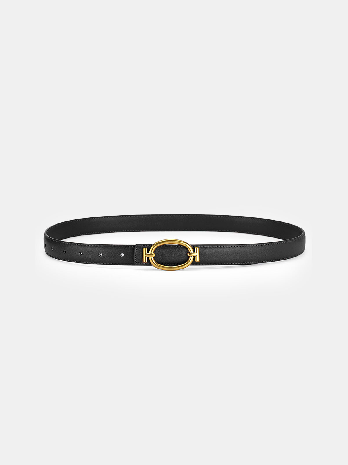 Oval Metal Buckle PU Leather Thin Belt-Chicvia