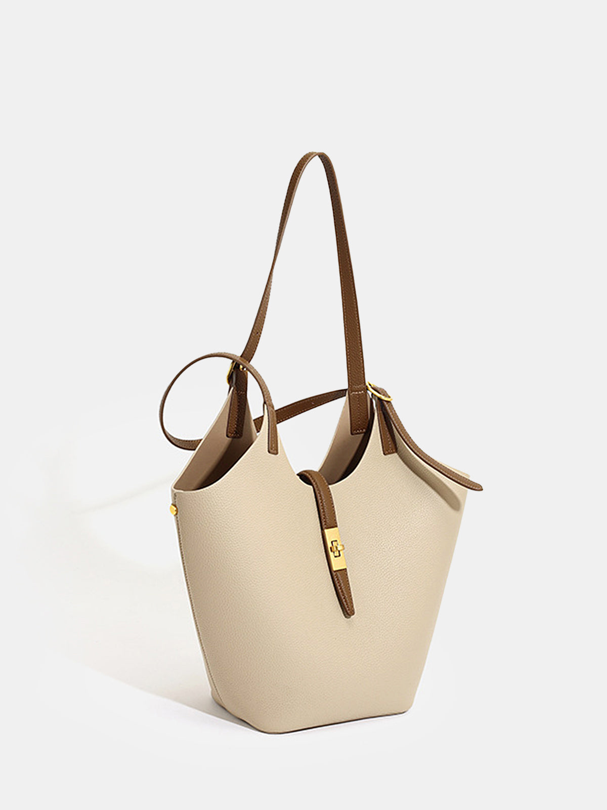 Contrast Strap Faux Leather Tote Bag-Chicvia