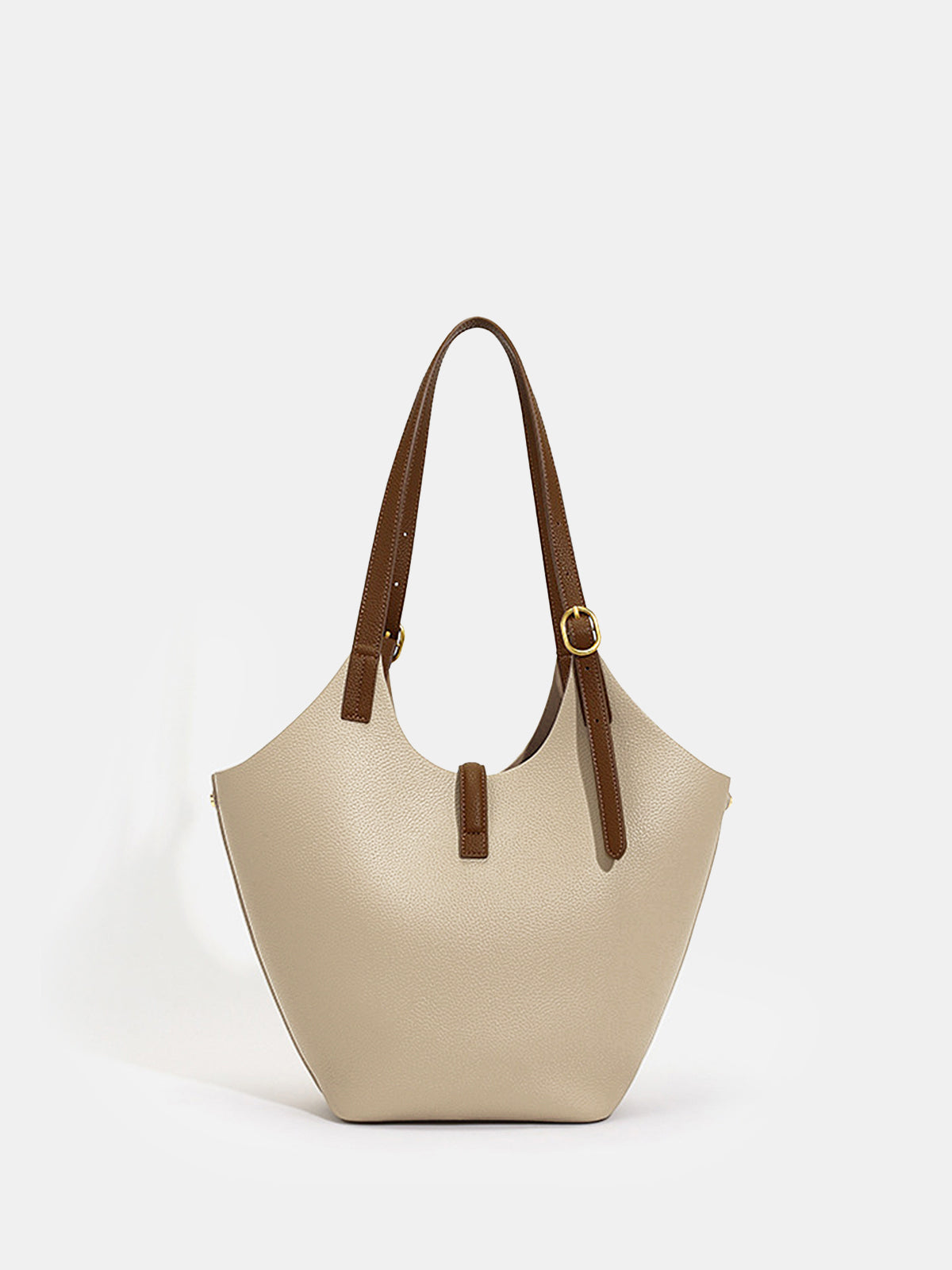 Contrast Strap Faux Leather Tote Bag-Chicvia