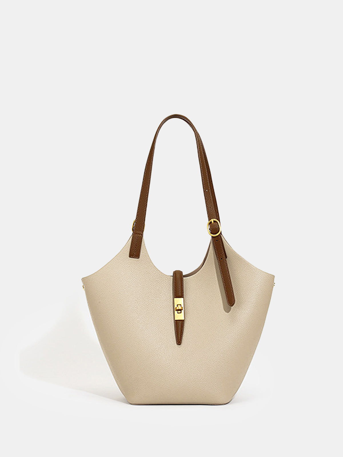 Contrast Strap Faux Leather Tote Bag-Chicvia