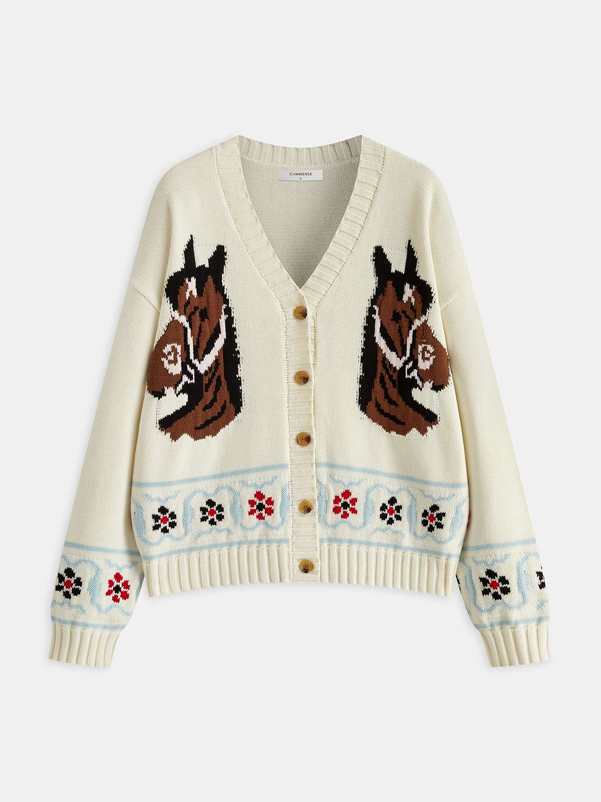 Horse Pattern Knit Cardigan-Chicvia