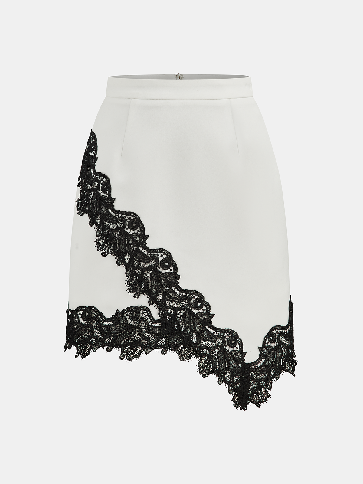 Lace Trimmed Satin Wrap Skirt-Chicvia