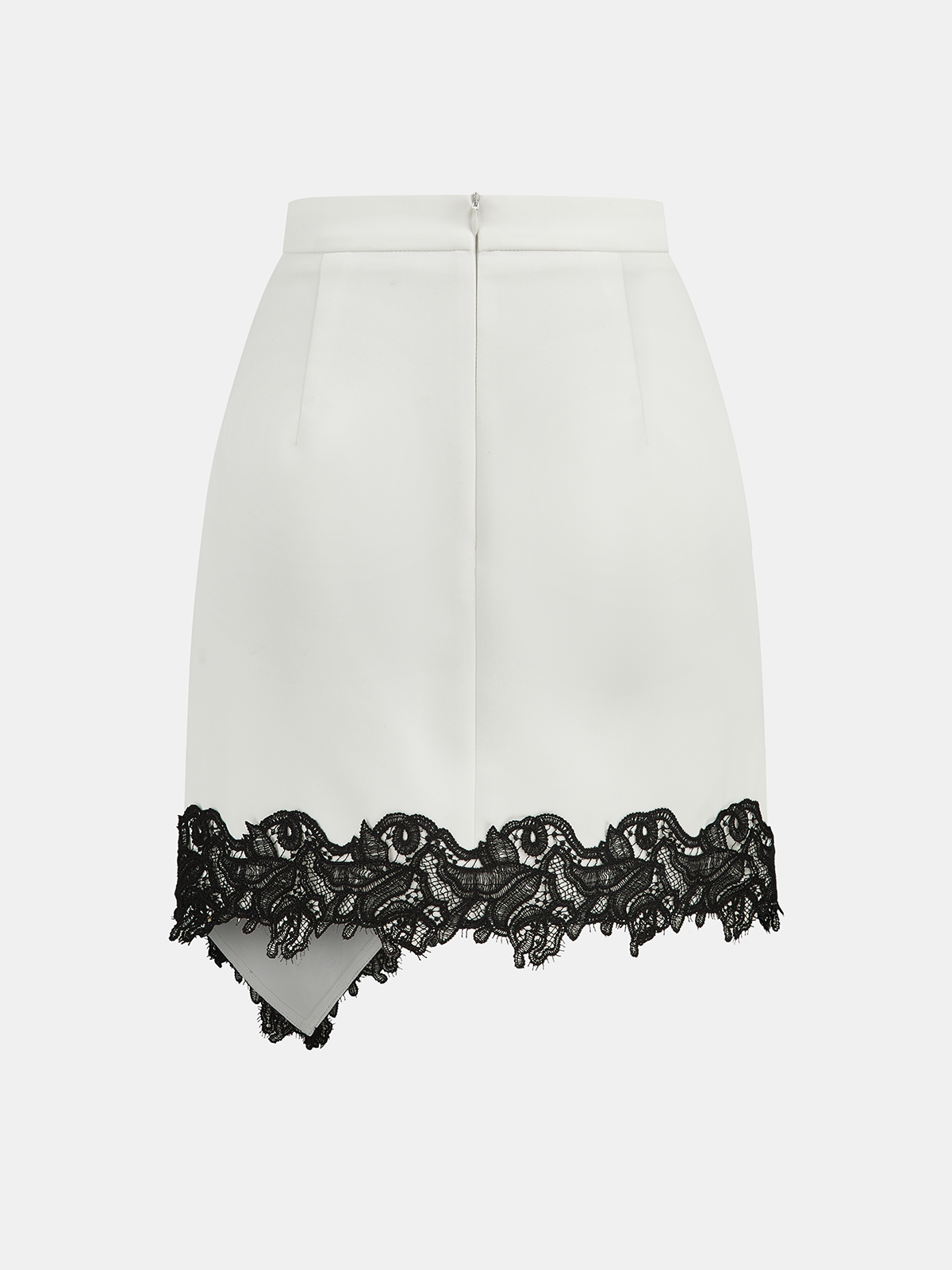 Lace Trimmed Satin Wrap Skirt-Chicvia