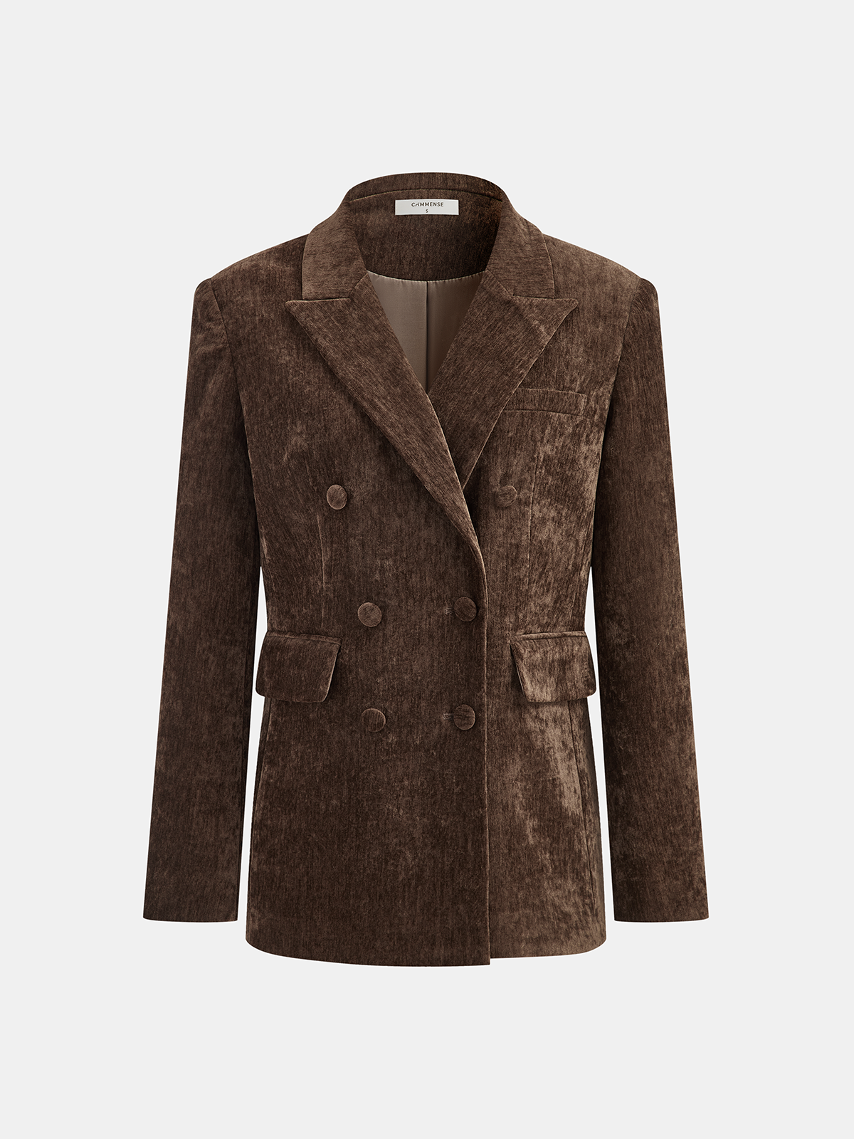 Double Breasted Velvet Blazer-Chicvia