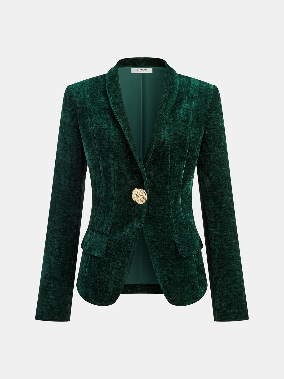 Metal Button Velvet Blazer-Chicvia