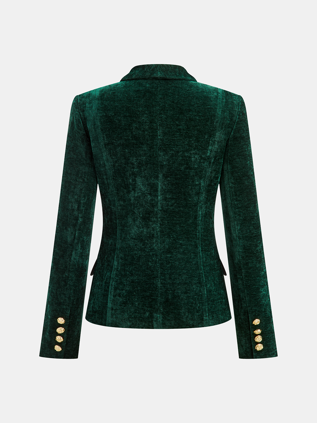 Metal Button Velvet Blazer-Chicvia