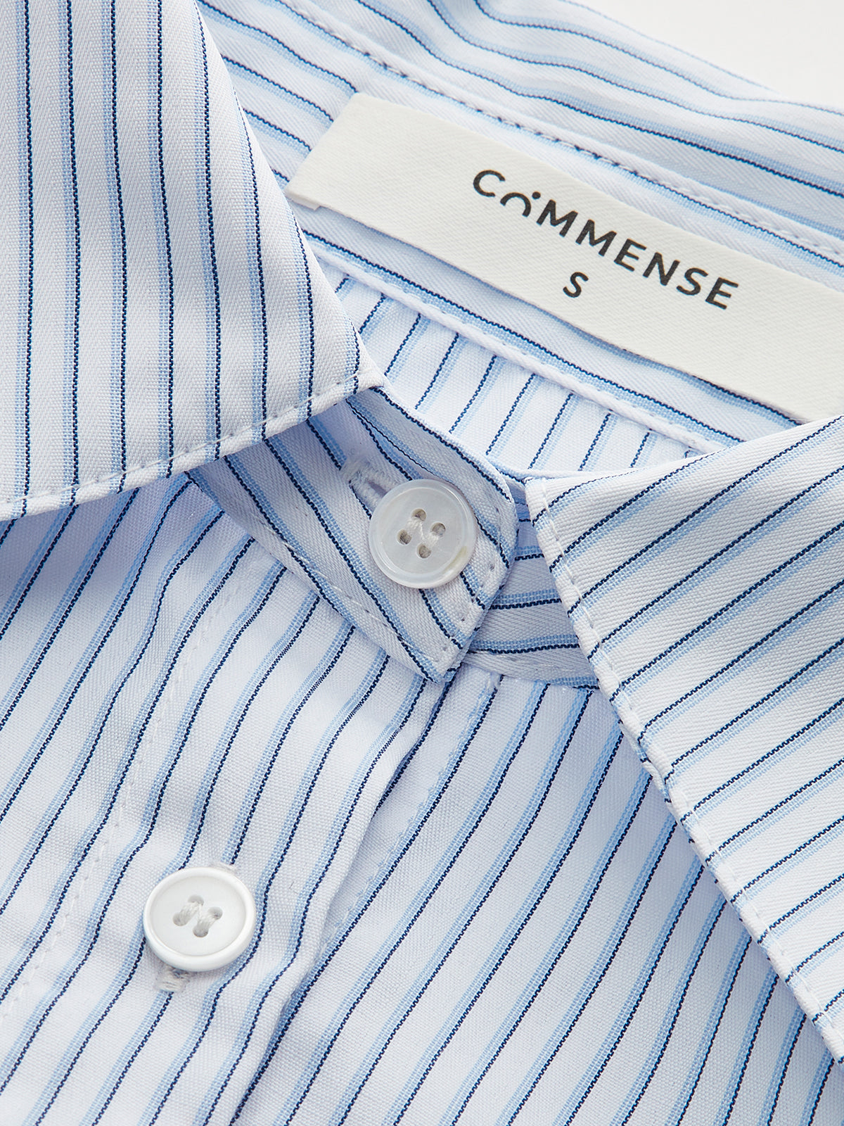 Denim Panel Striped Shirt-Chicvia