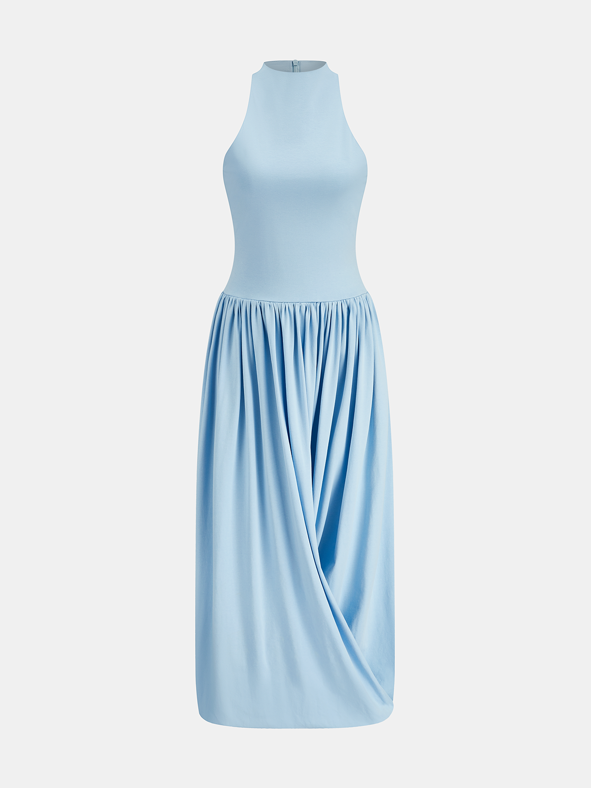 Draped Sleeveless Fitted Maxi Dress-Chicvia