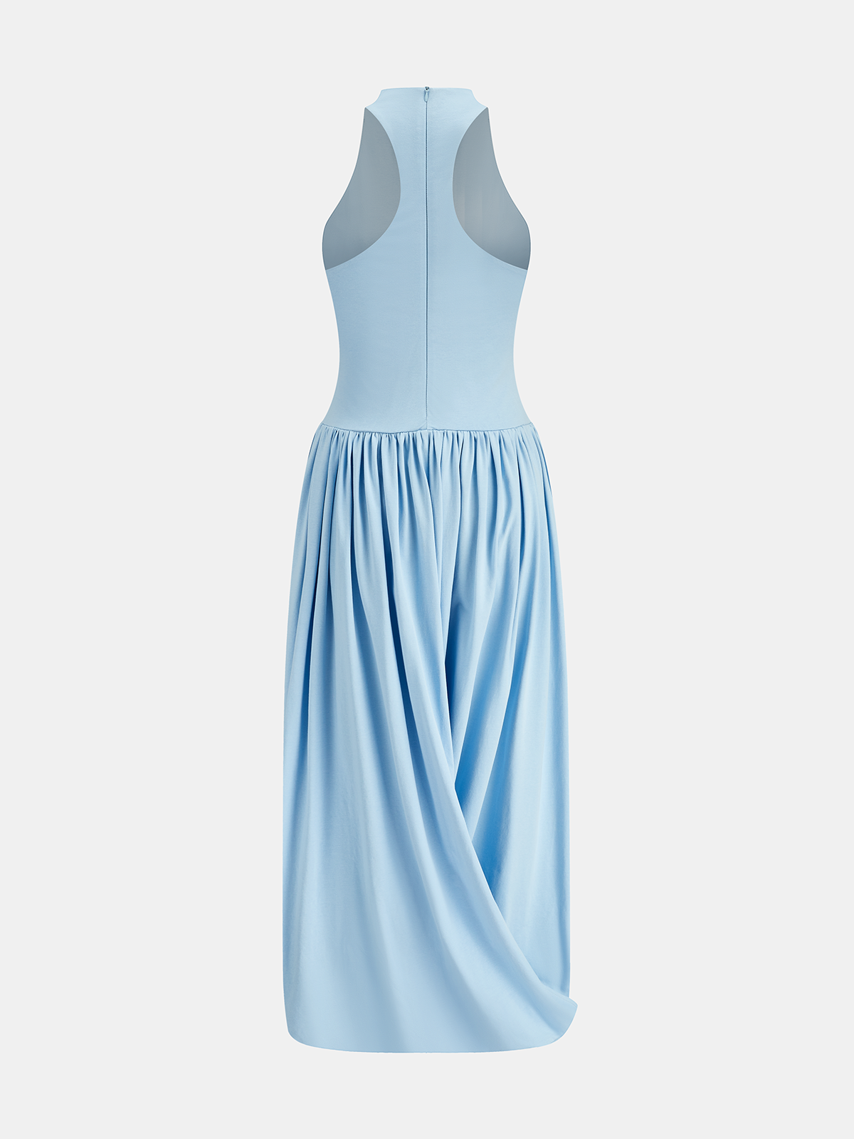 Draped Sleeveless Fitted Maxi Dress-Chicvia