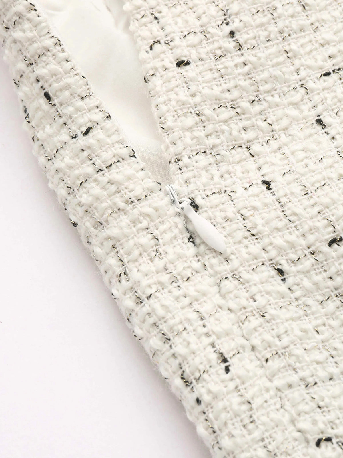 Contrast Waistband Tweed Wide-Leg Pants-Chicvia