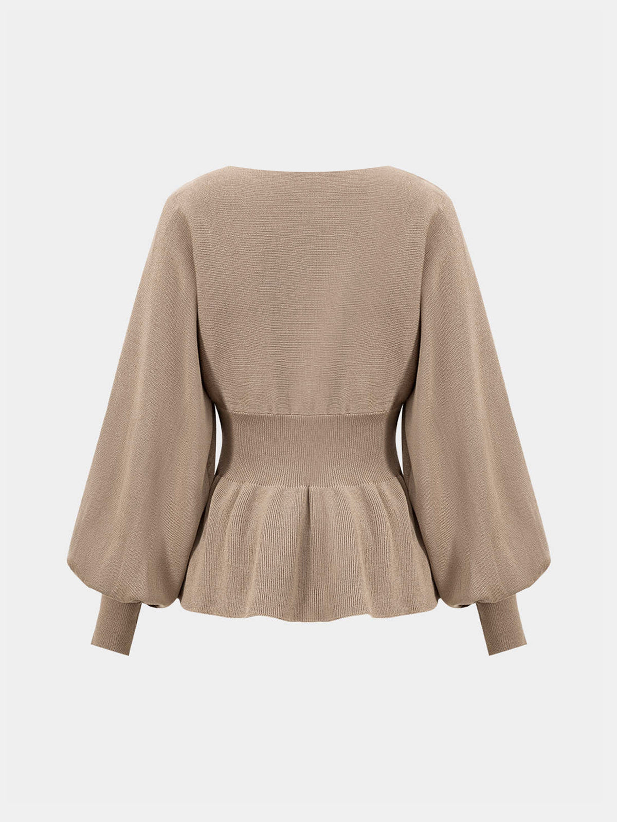 Knitted Peplum Top and Midi Skirt Set-Chicvia