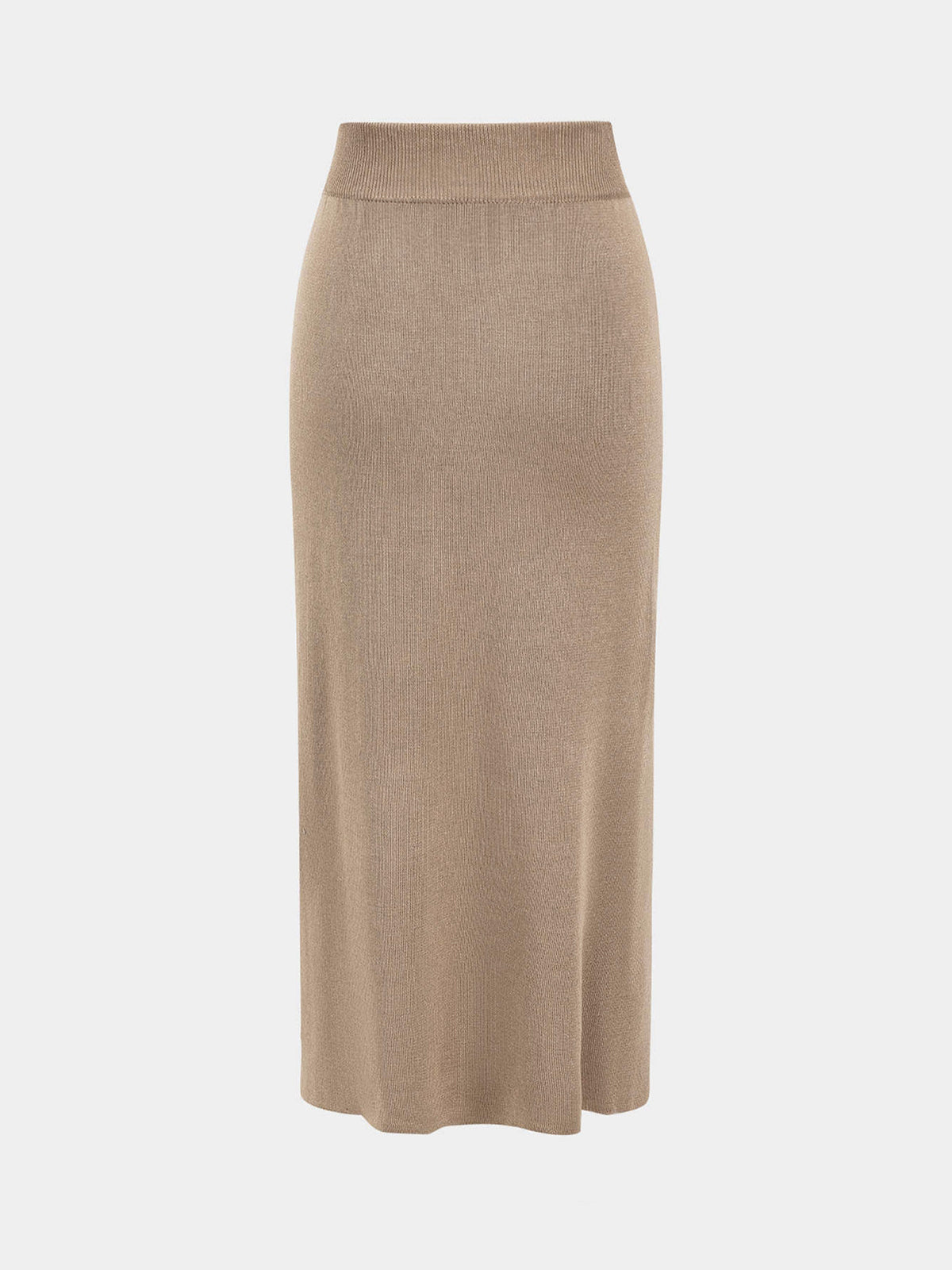 Knitted Peplum Top and Midi Skirt Set-Chicvia