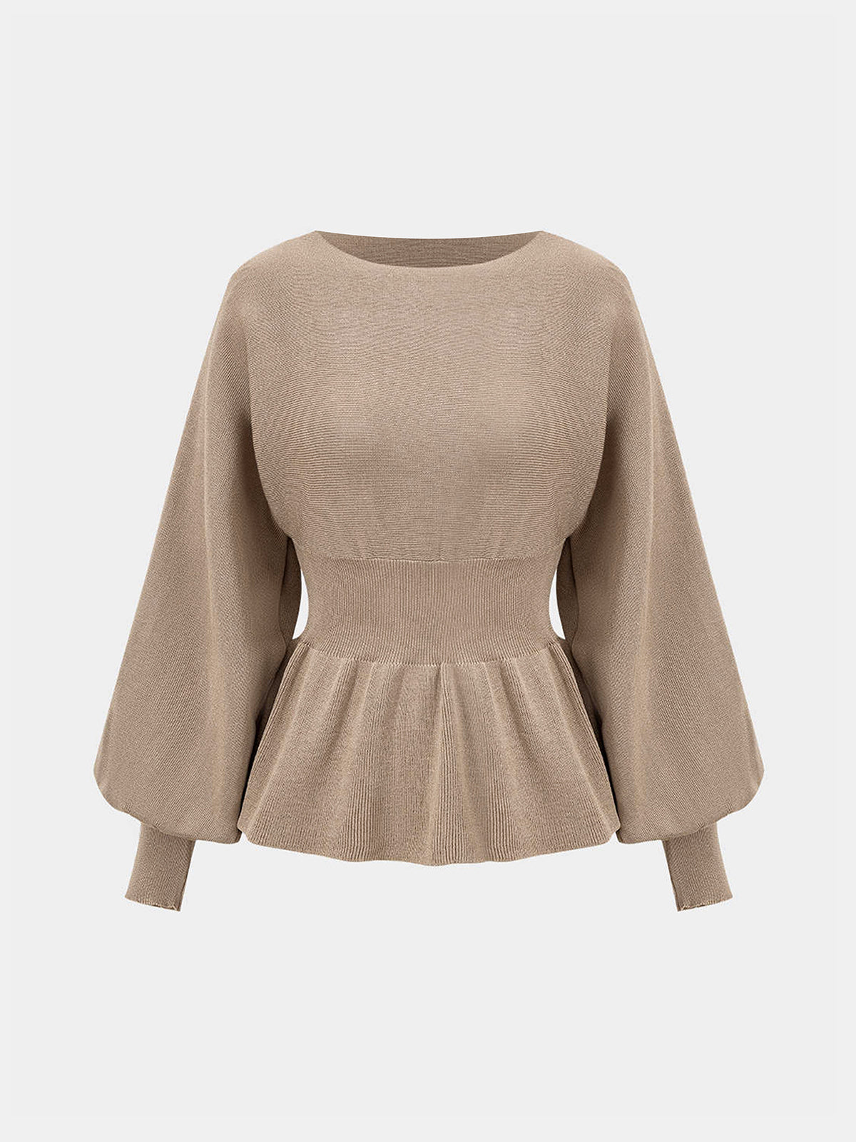 Knitted Peplum Top and Midi Skirt Set-Chicvia