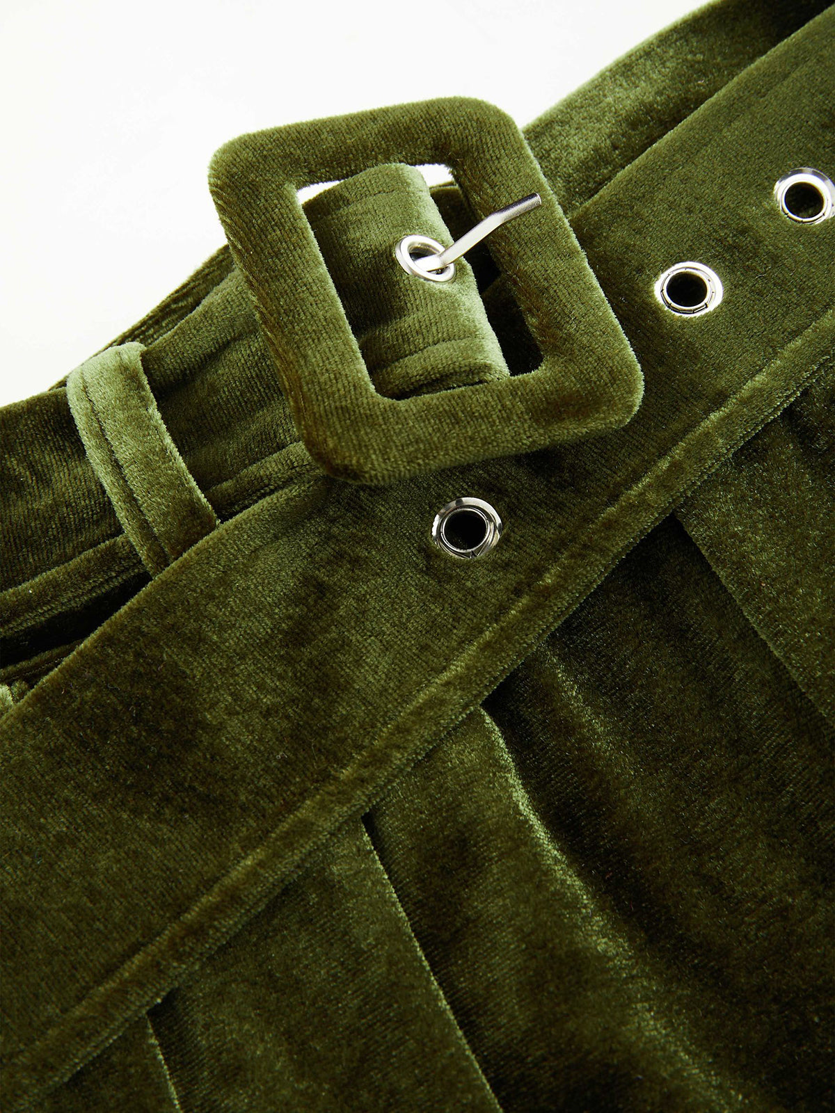 Belted Pleated Velvet Wide-Leg Pants-Chicvia