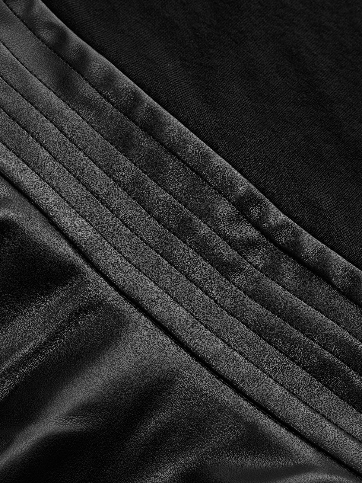 Faux Leather Peplum Long-Sleeve Top-Chicvia