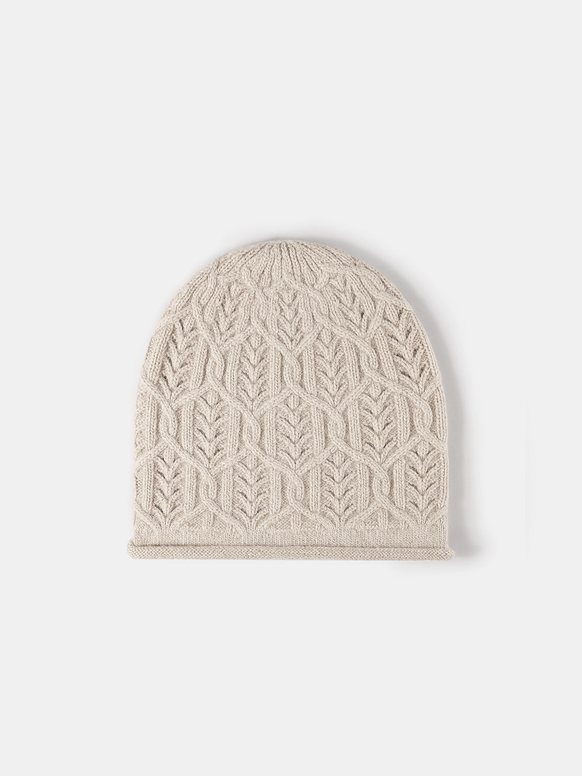 Leaf Cable Pattern Wool Knit Beanie-Chicvia