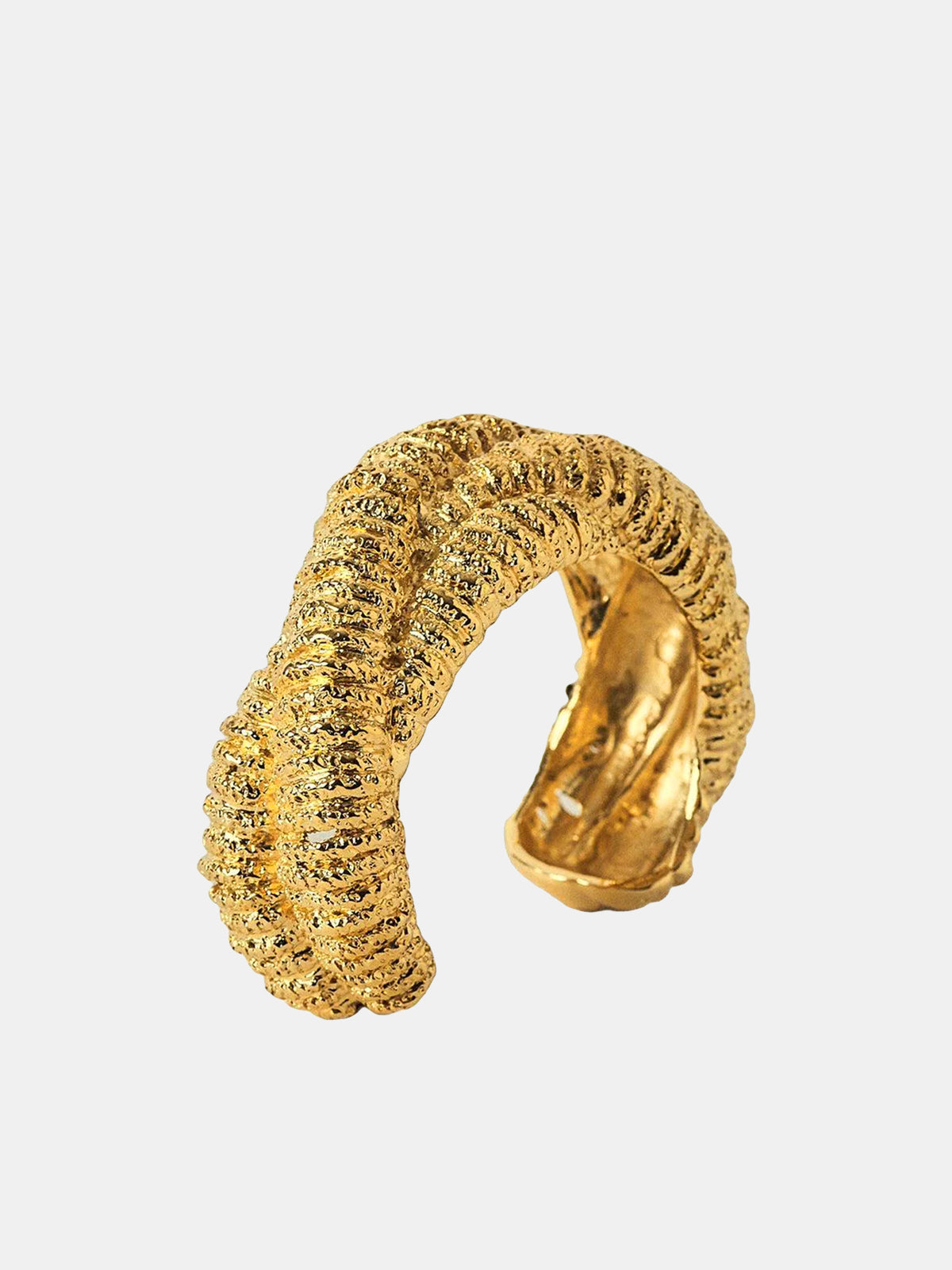 Golden Lava-Textured Exaggerated Open Bracelet-Chicvia