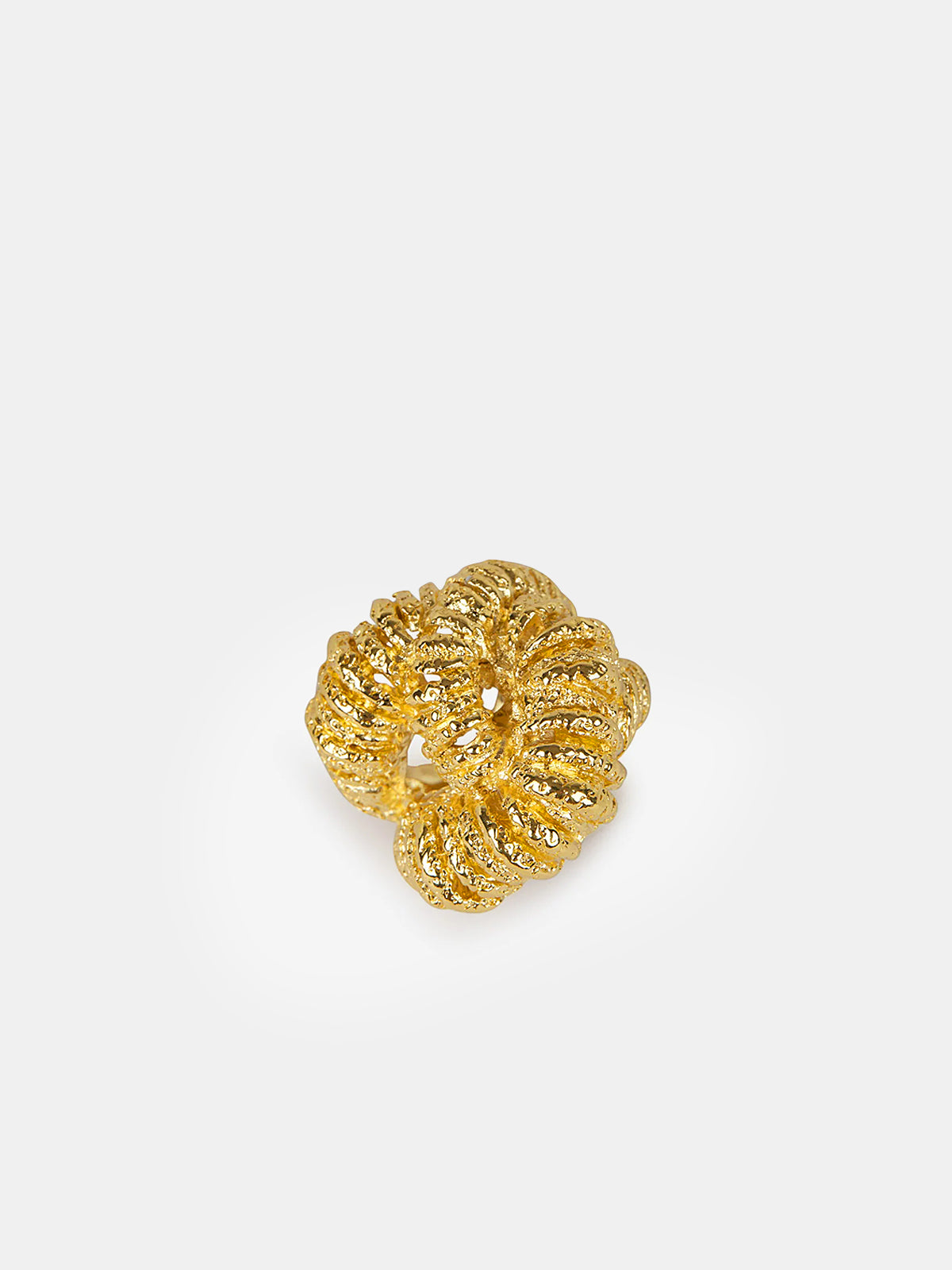 Golden Lava-Textured Exaggerated Ring-Chicvia