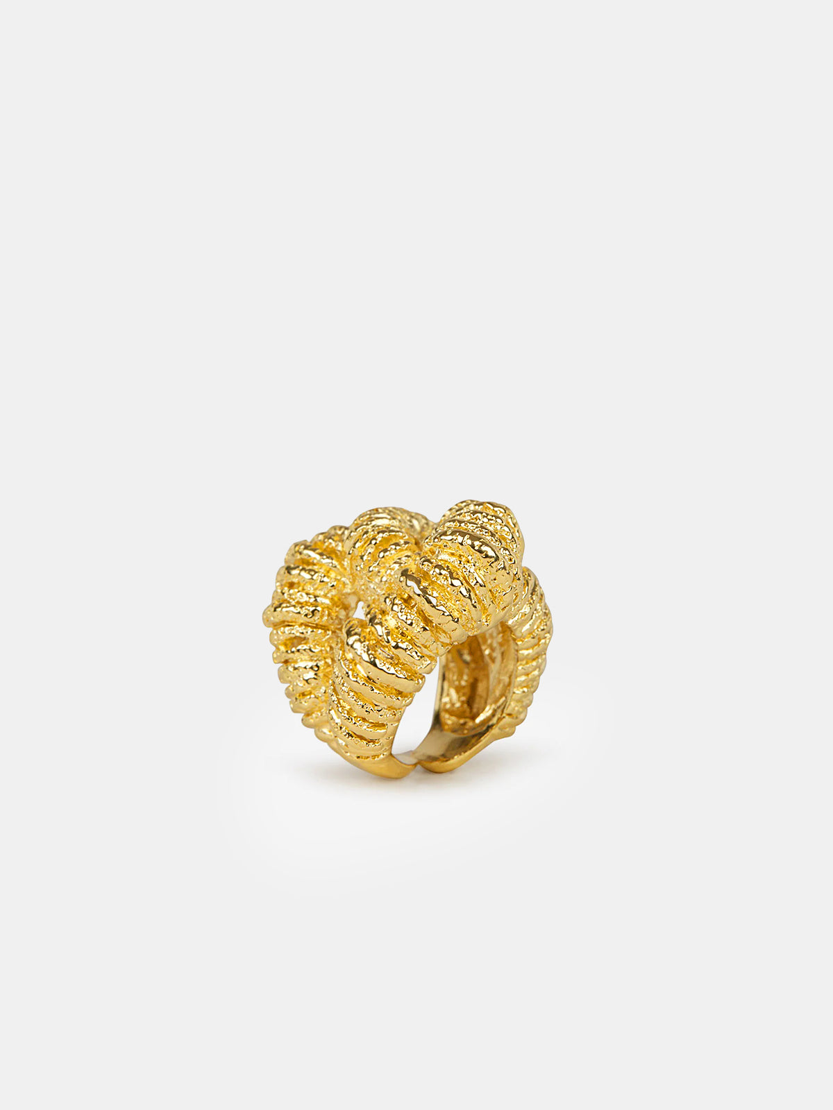 Golden Lava-Textured Exaggerated Ring-Chicvia