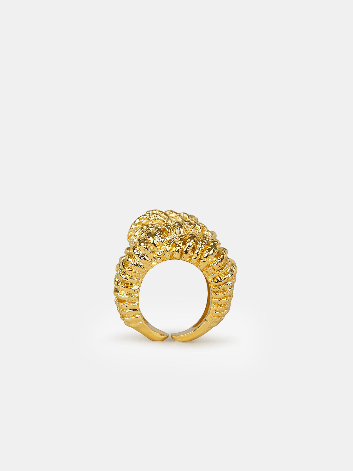 Golden Lava-Textured Exaggerated Ring-Chicvia