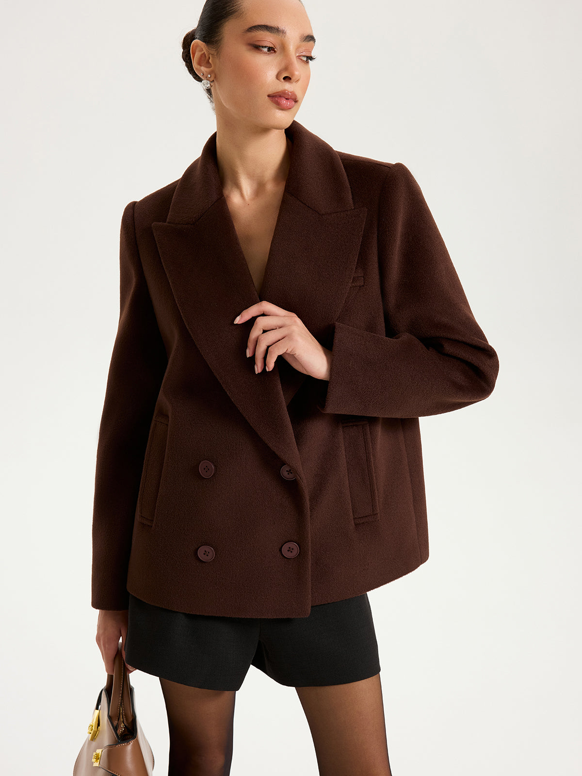 Double-Breasted Lapel Blazer-Chicvia