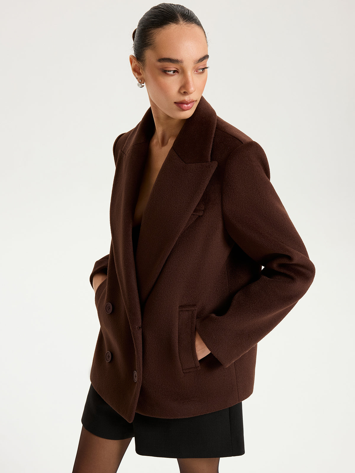 Double-Breasted Lapel Blazer-Chicvia