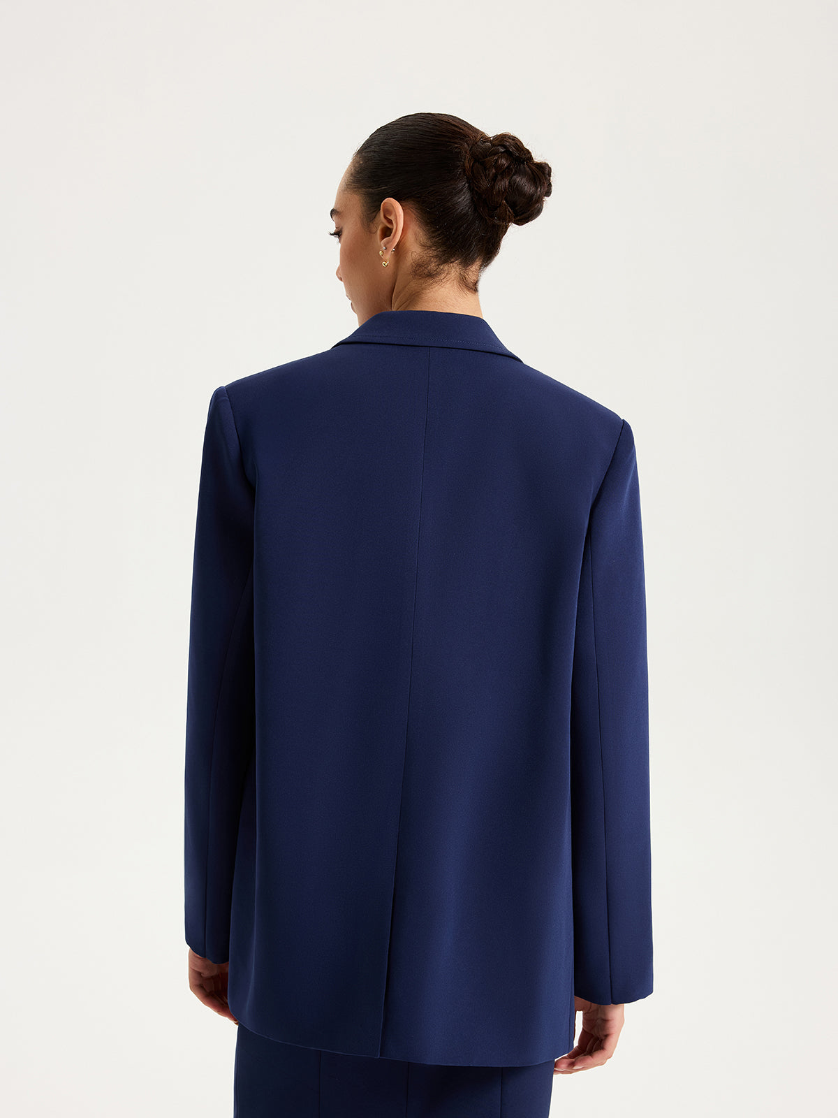 Metal Double-Breasted Oversized Blazer-Chicvia