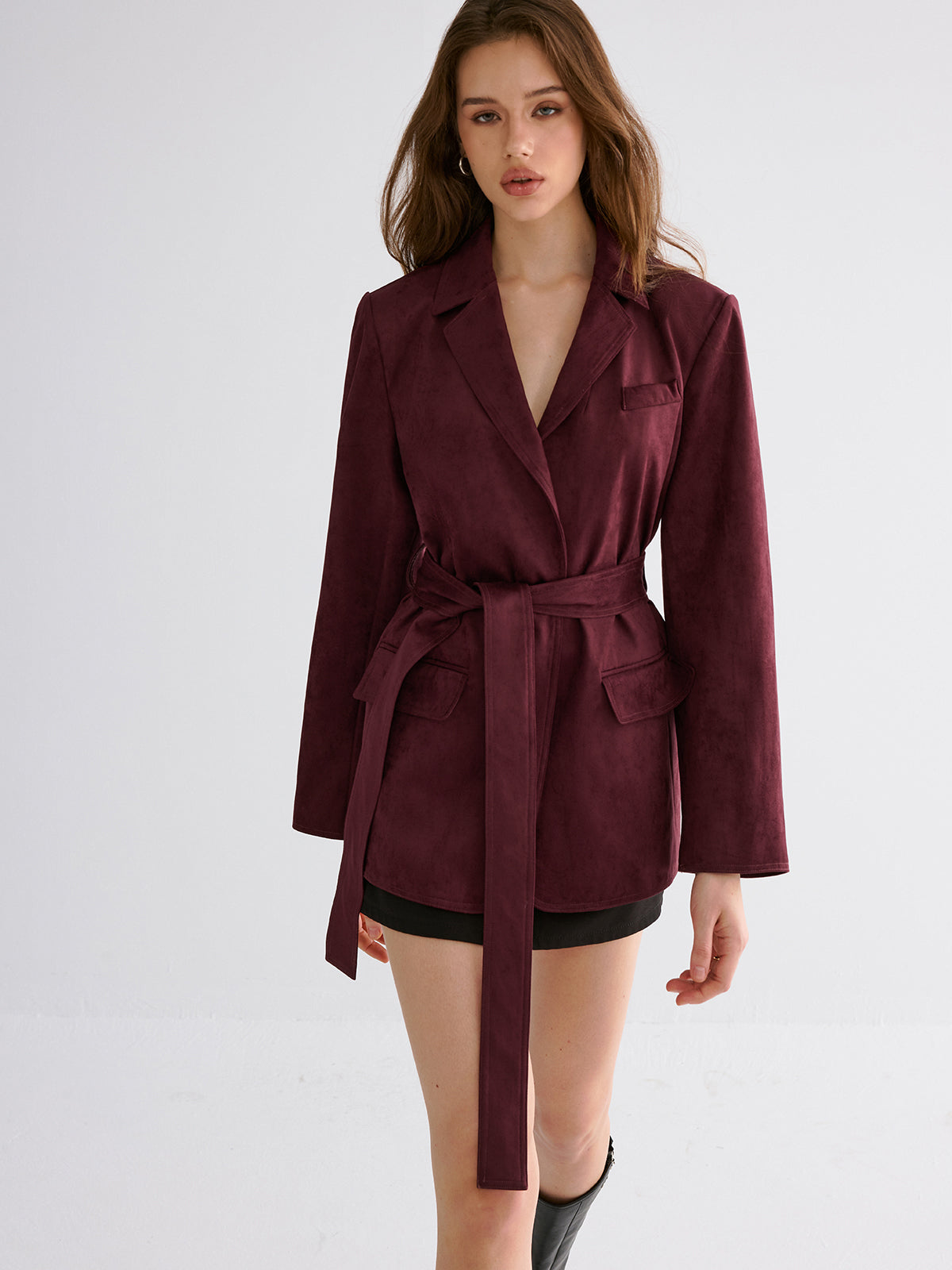 Minimal Belted Blazer-Chicvia