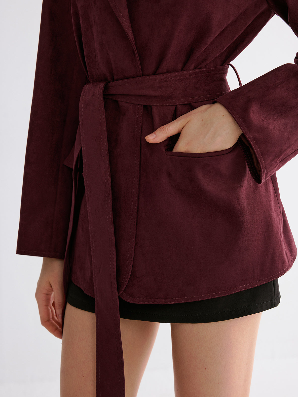 Minimal Belted Blazer-Chicvia