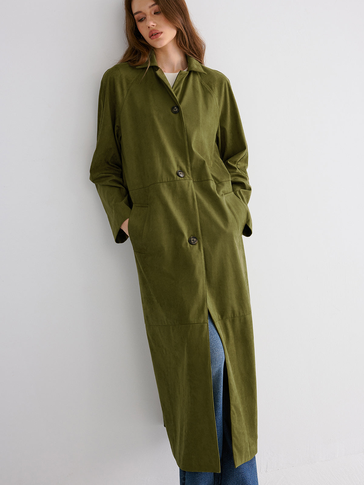 Button Through Cotton A Line Trench Coat-Chicvia