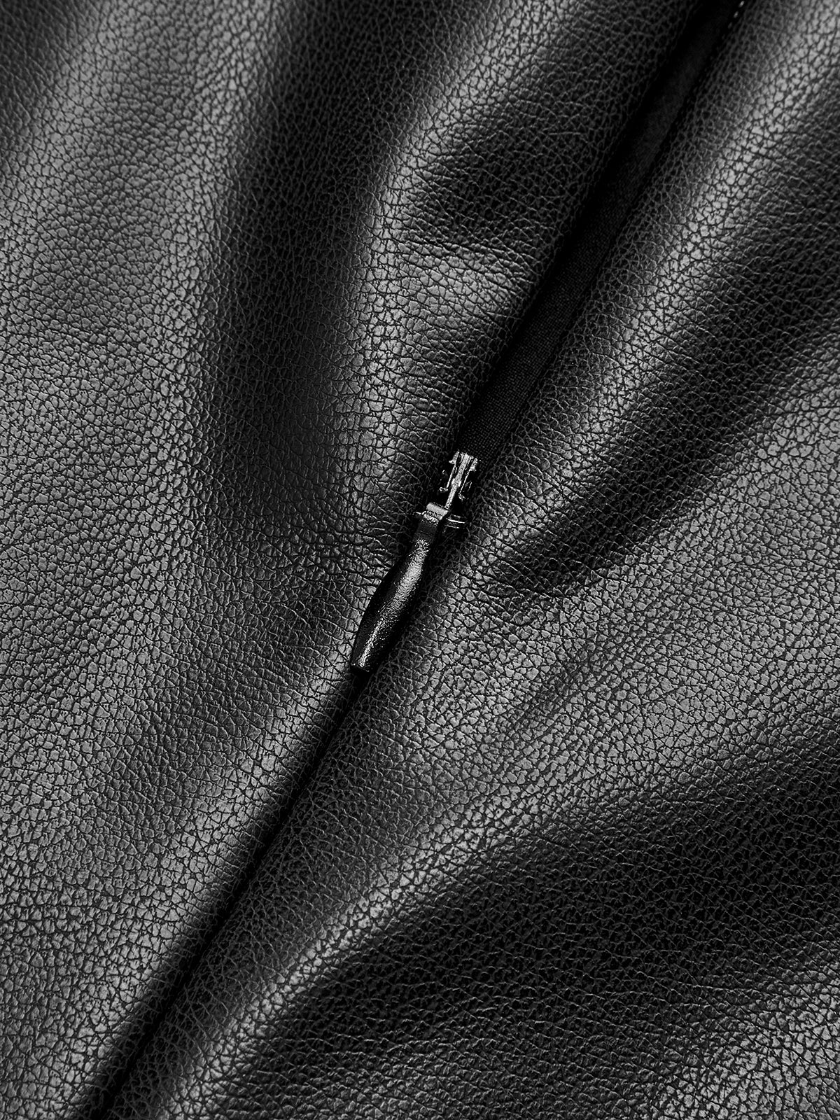 Pleated Panel Sleeveless PU Leather Dress-Chicvia