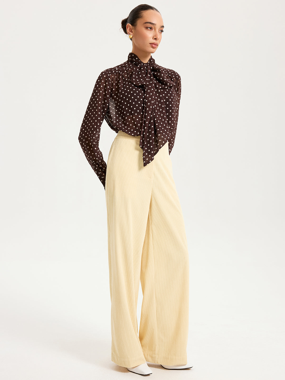 High-Waist Corduroy Wide-Leg Pants-Chicvia
