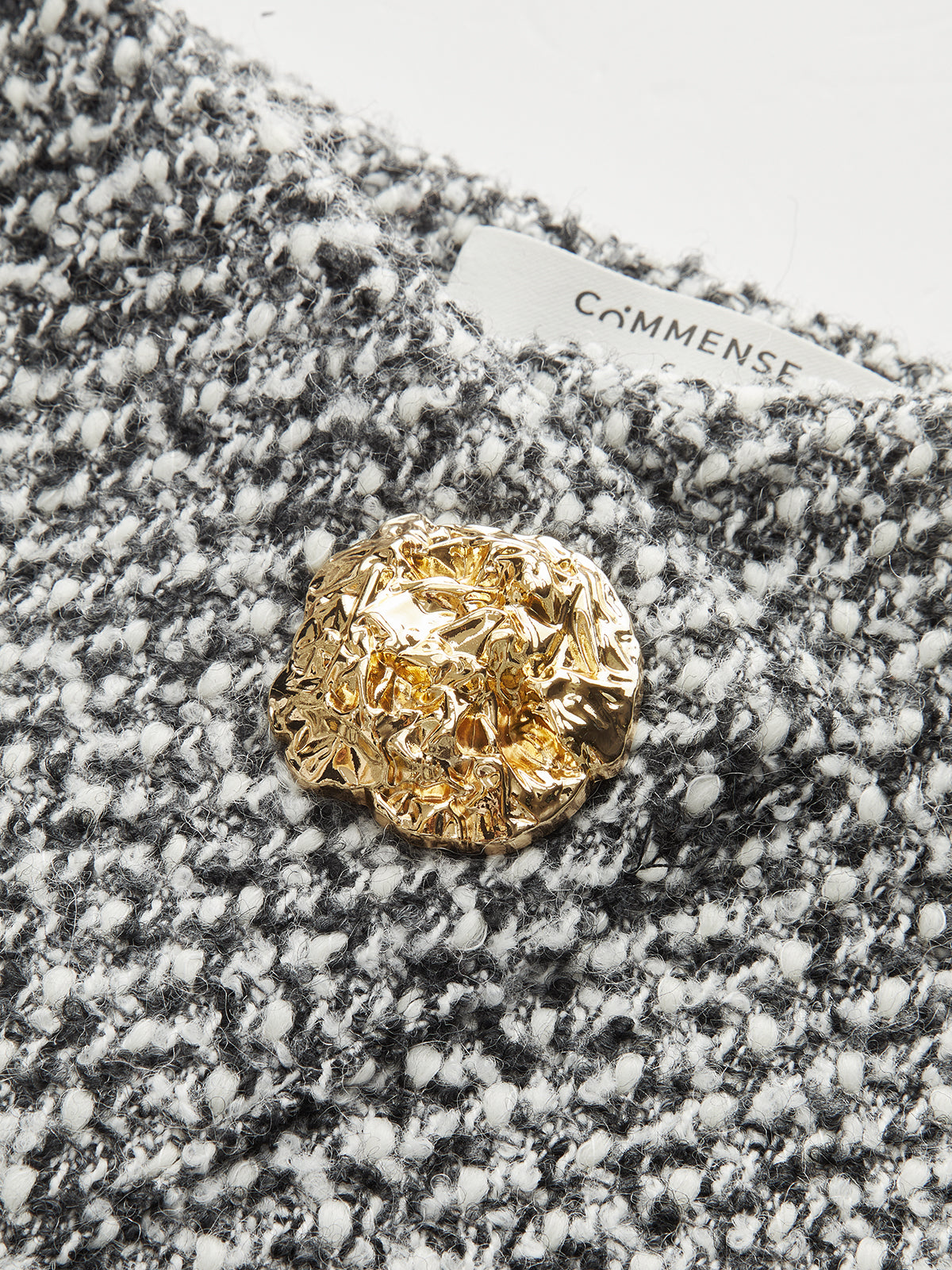 Metal Detail Tweed High-Waist Shorts-Chicvia