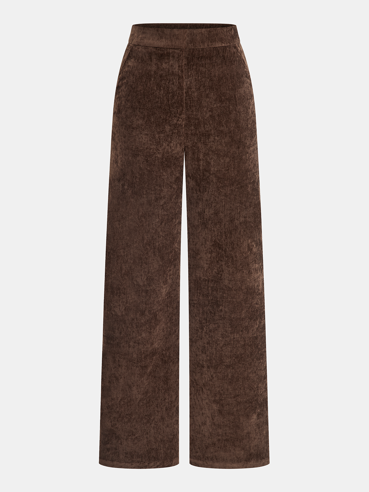 Mid-Waist Velvet Wide-Leg Pants-Chicvia