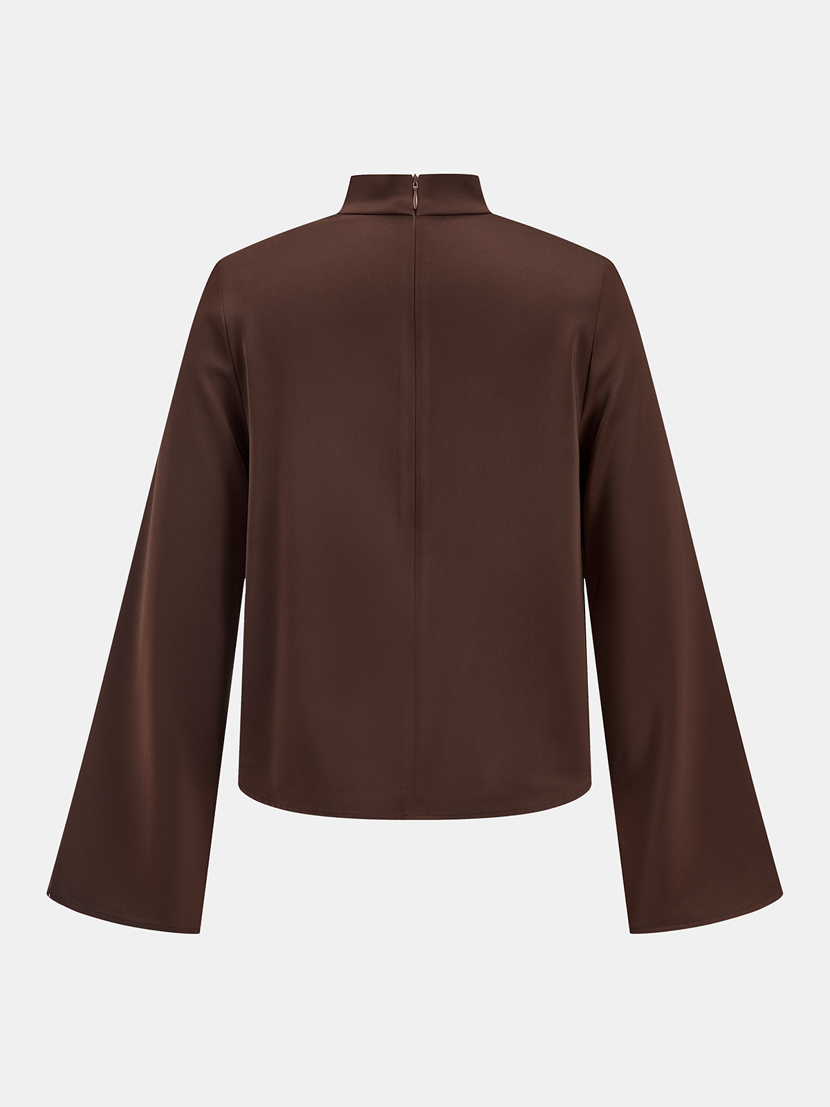 Draped Satin Stand Collar Blouse-Chicvia